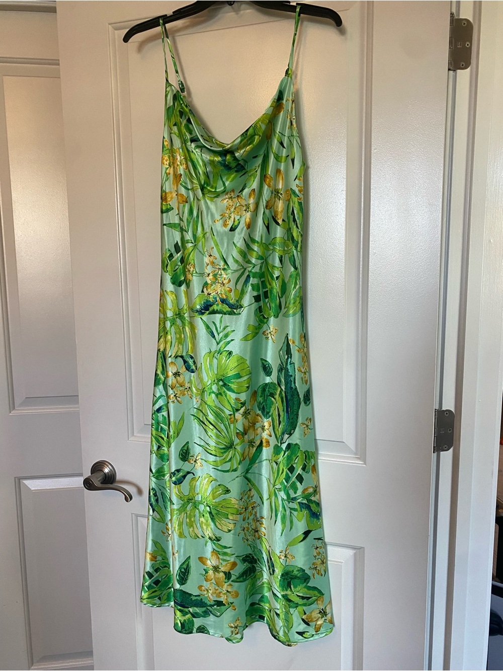 Emma & Michele Green Tropical Slip Dress with Yellow Floral Print